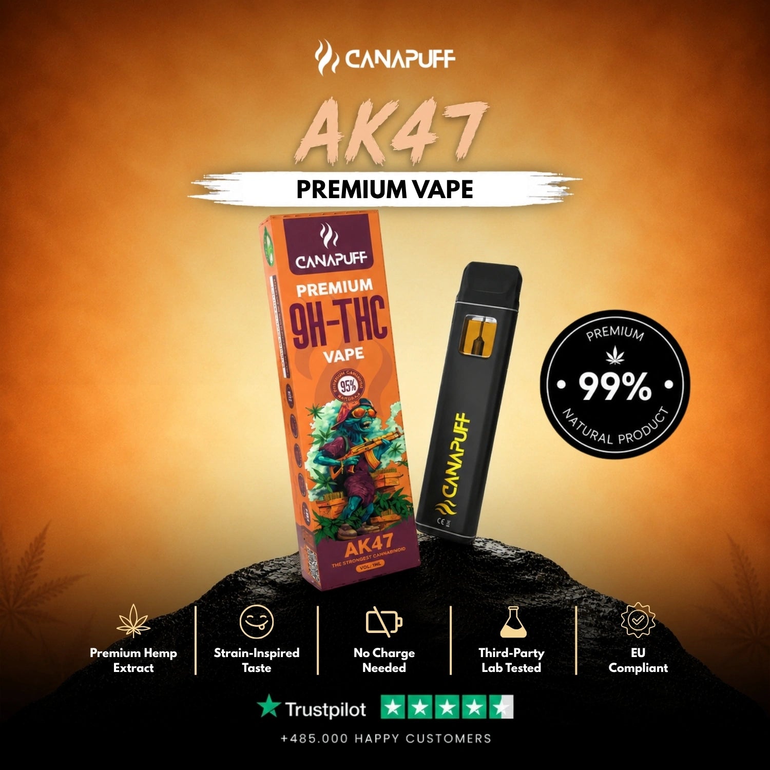 AK47 95% 9H-THC - Canapuff - Vape - 1ml
