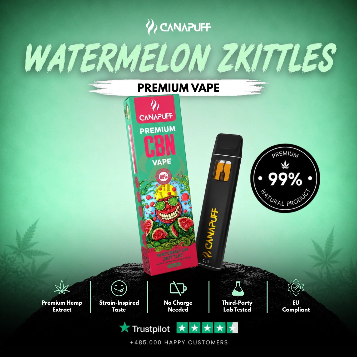 CBN Vape Zkittles de Melancia 89% 1 ml