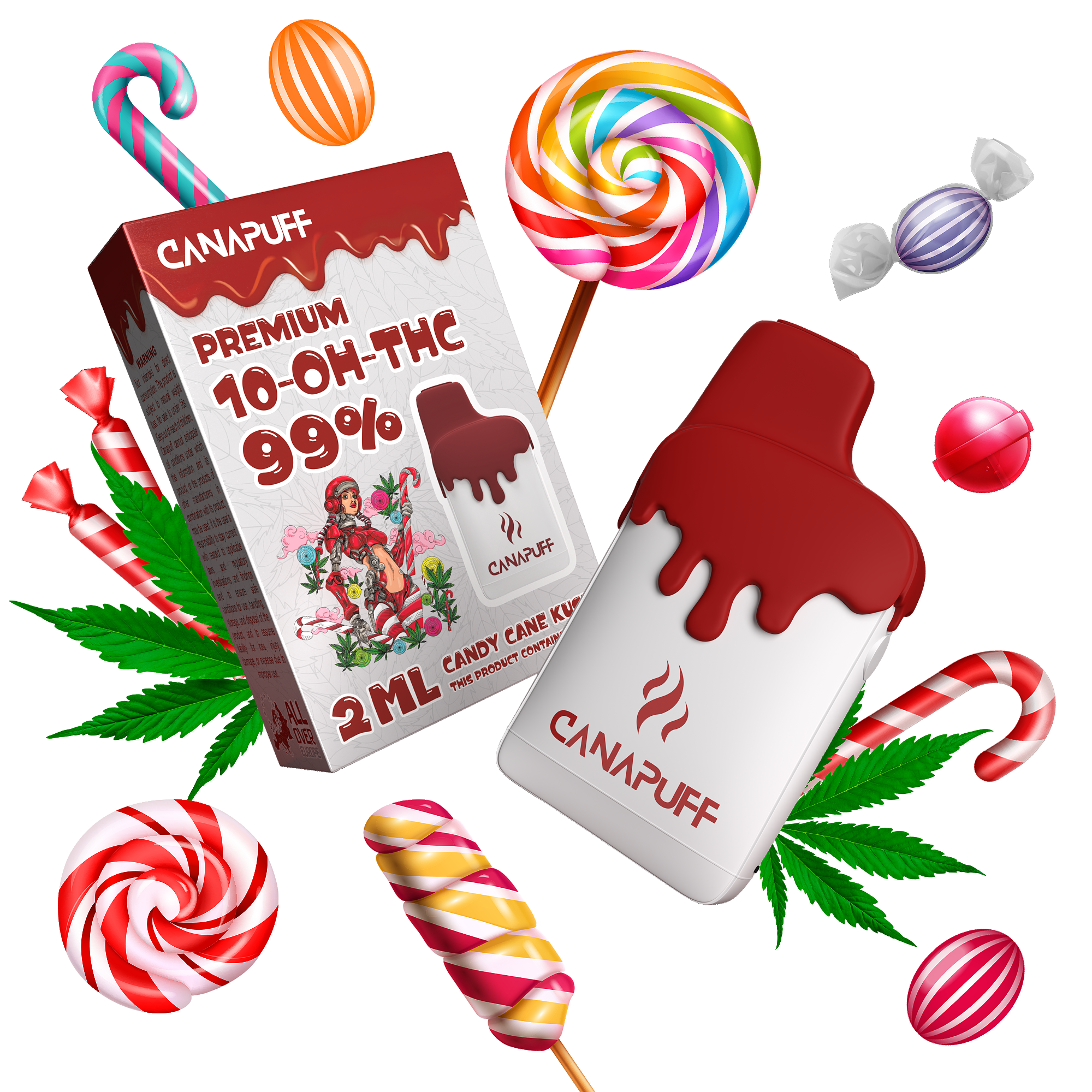 Candy Cane Kush 99% 10-OH-THC - Canapuff - Uso Único - 2ml