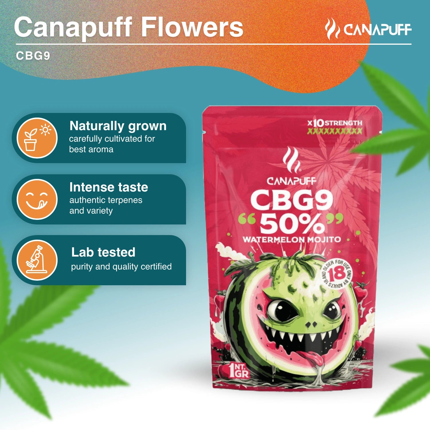 Watermelon Mojito 50% - Flores CBG9 - Canapuff