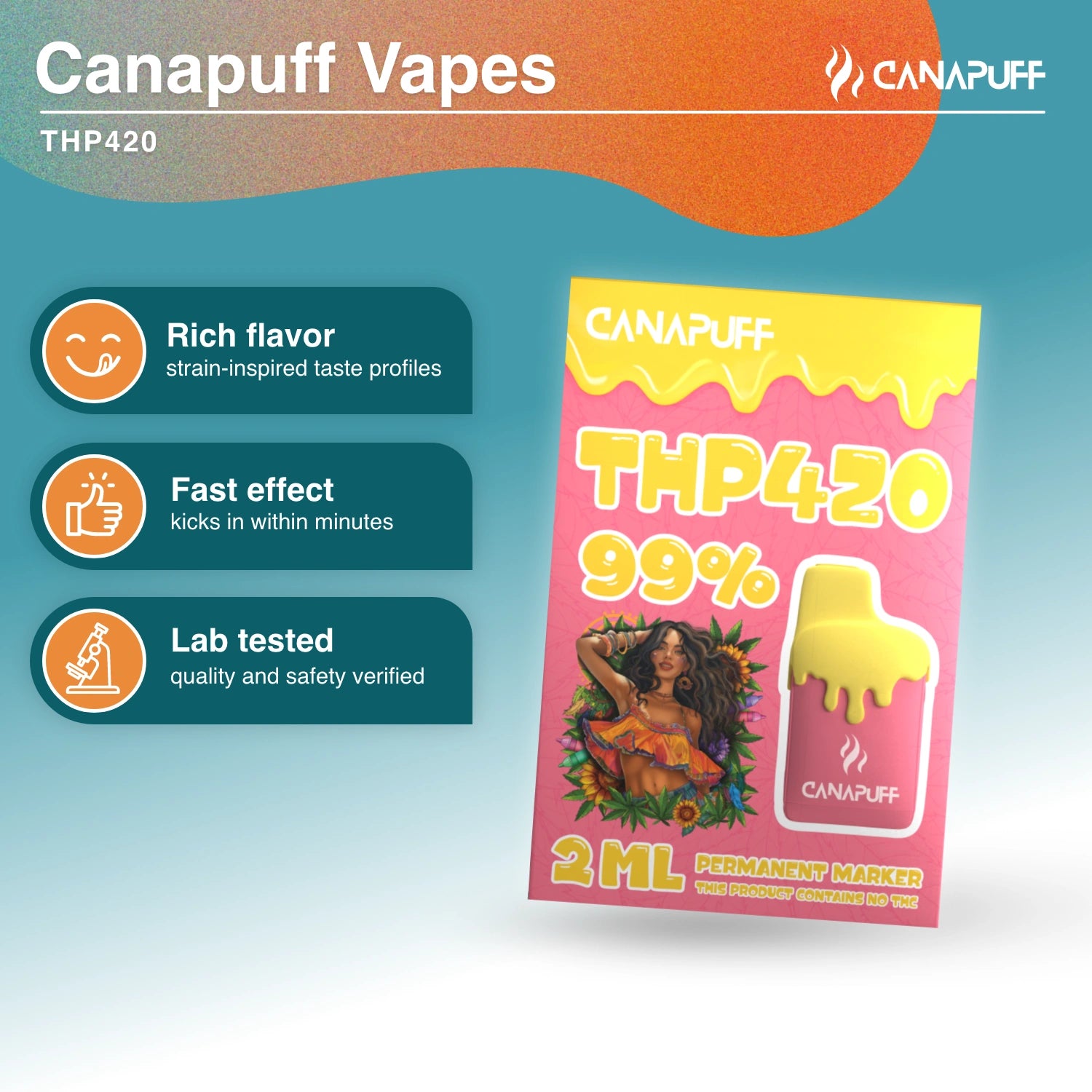 Permanent Marker 99% THP420 - Vaporizador - 2ml - Canapuff