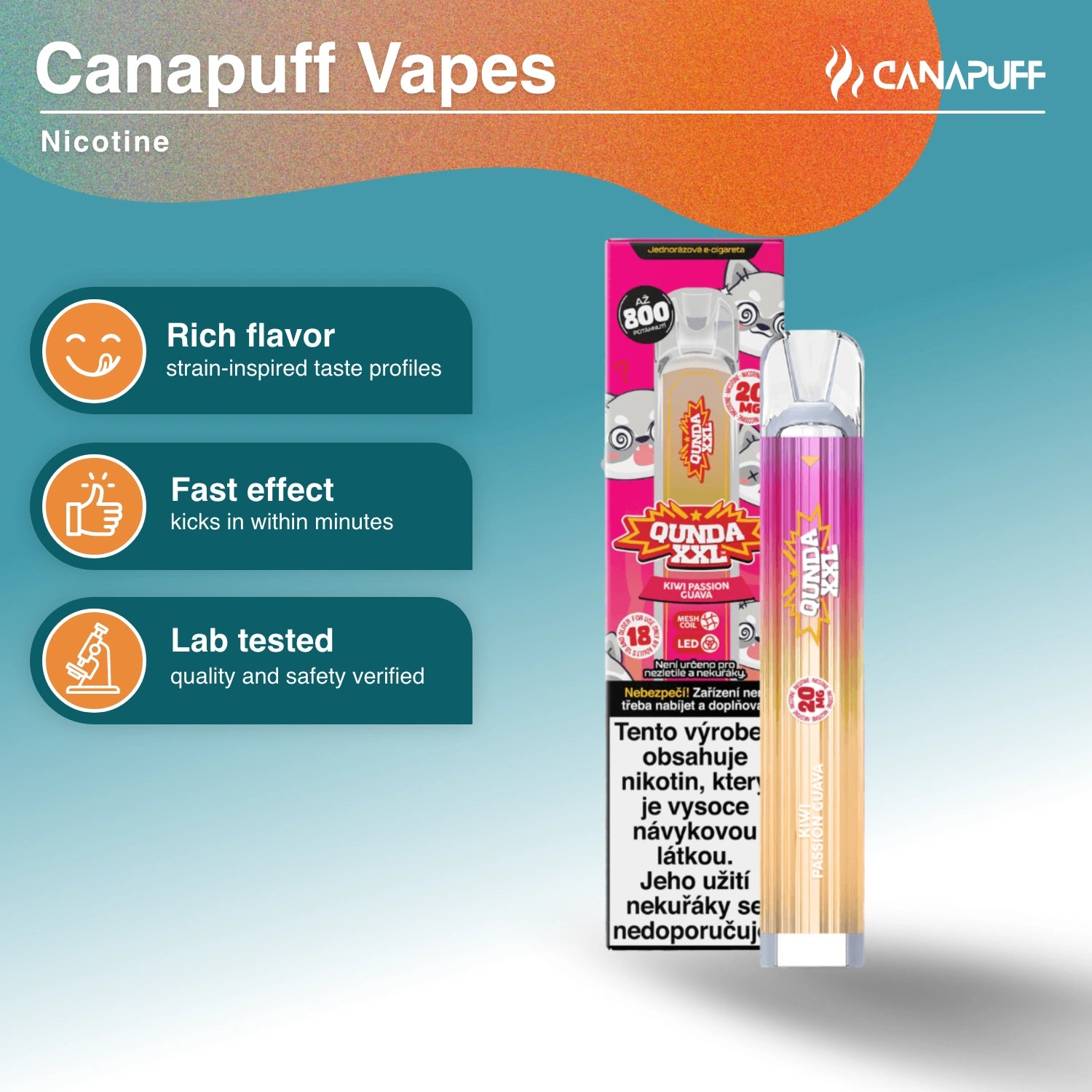 Qunda XXL Kiwi Passion Guava - Nicotina Vape - Canapuff