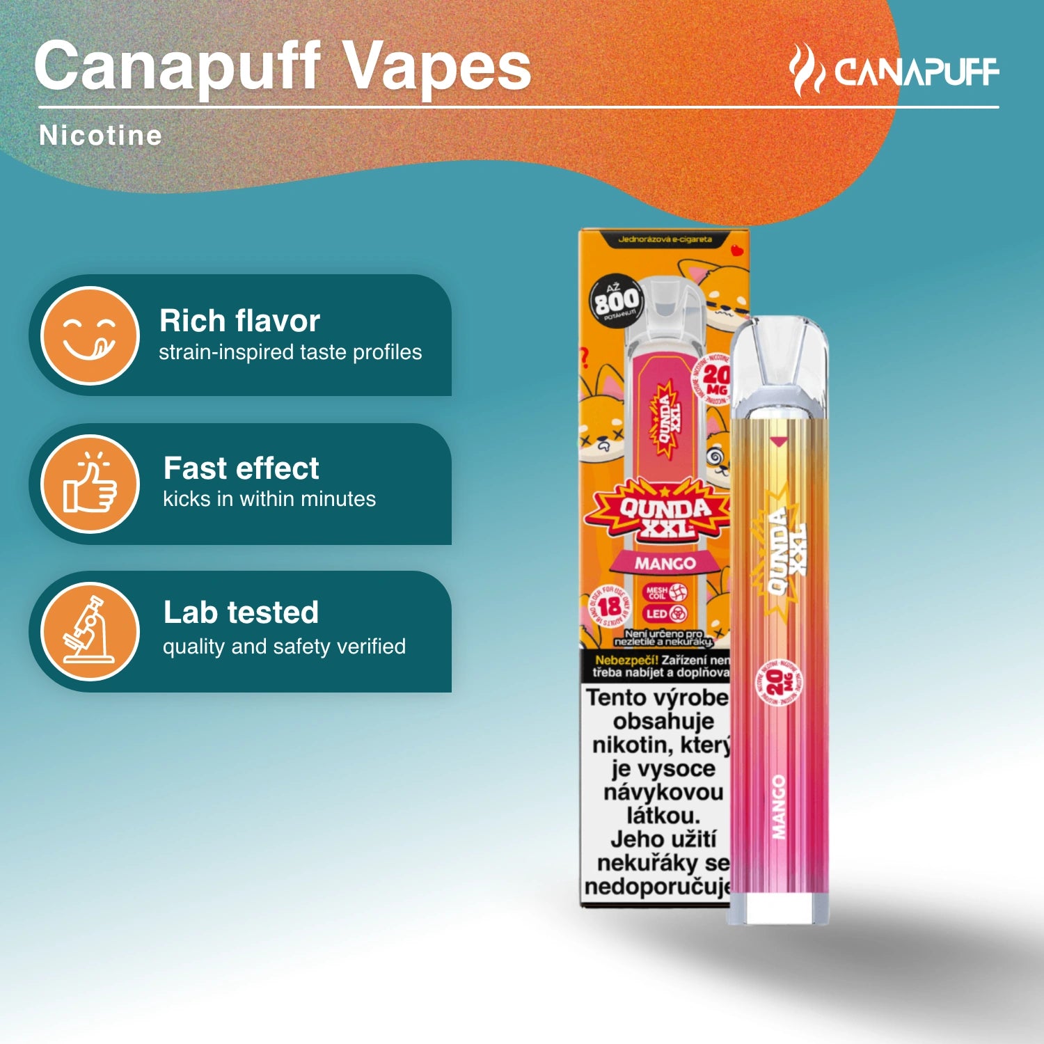 Qunda XXL Mango - Vape de Nicotina - Canapuff