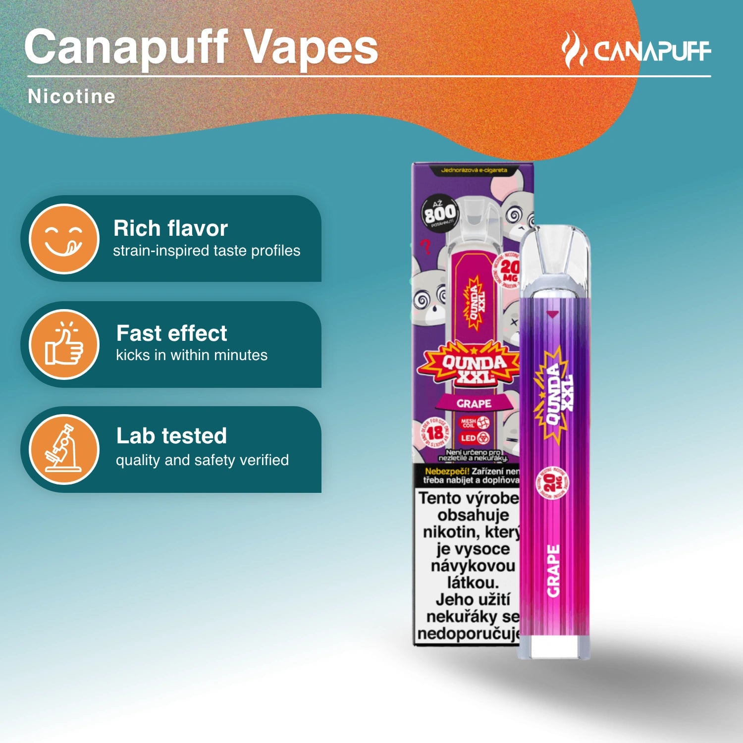 Qunda XXL Grape - Vape de Nicotina - Canapuff