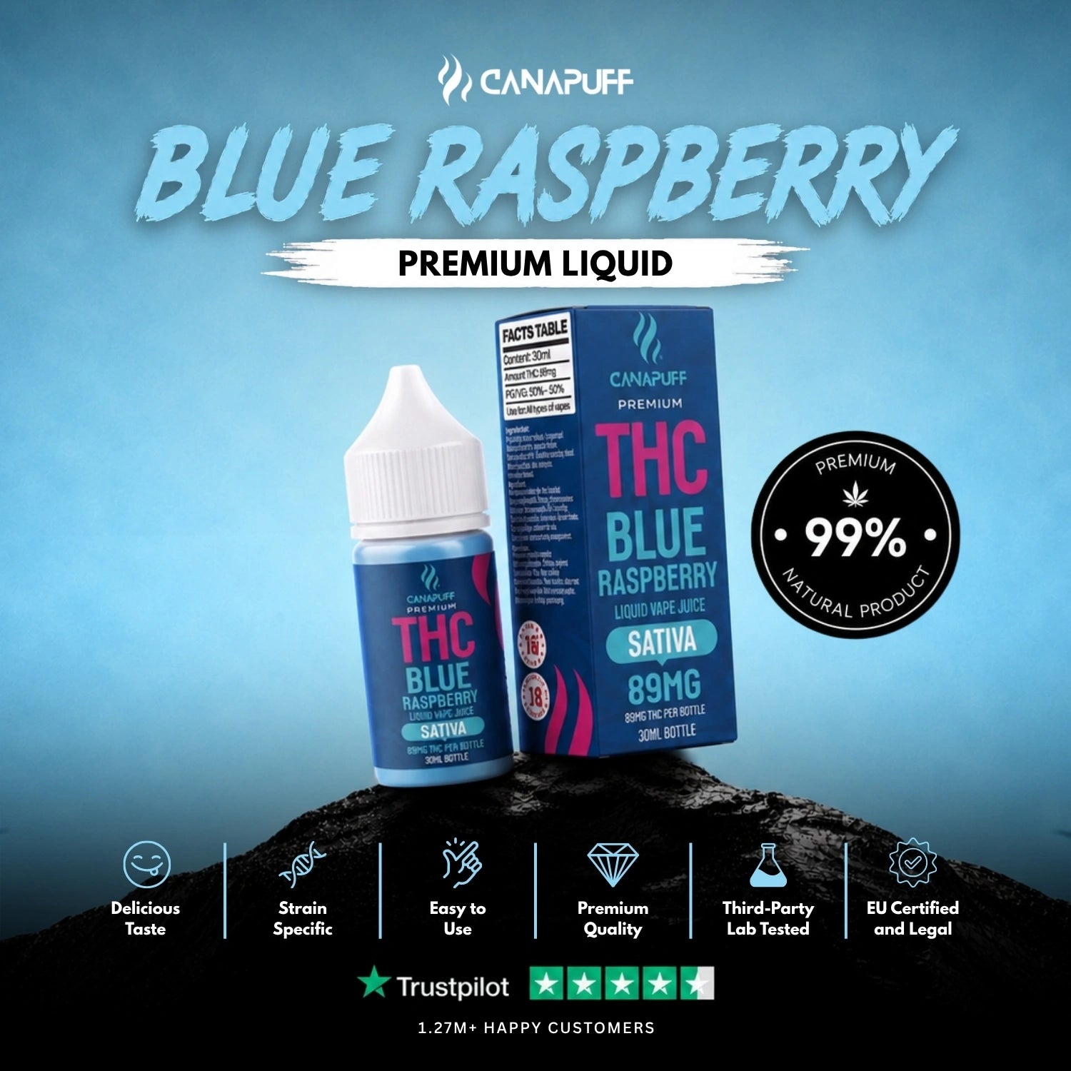 Delta 9 liquid Framboesa Azul 89 mg 30 ml