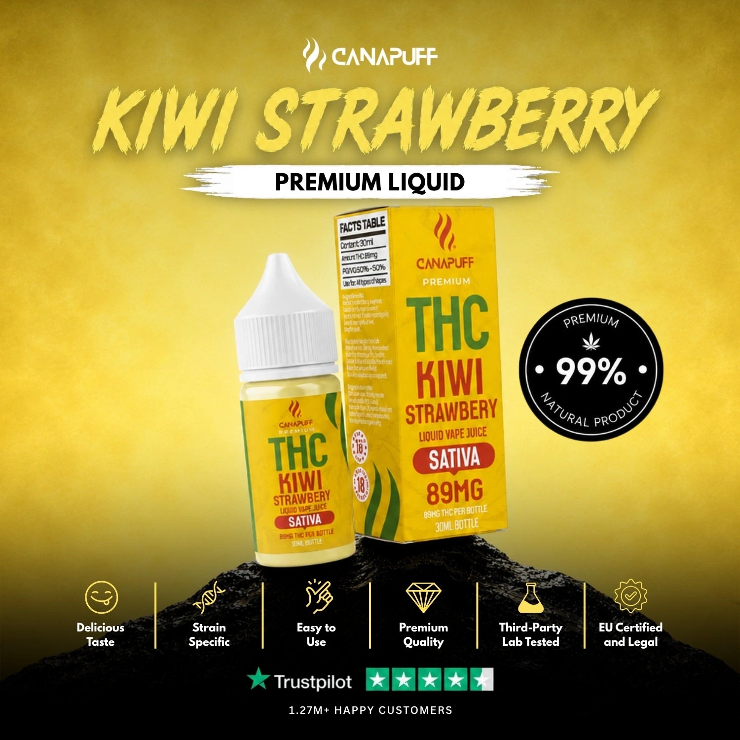 Delta 9 Liquid Kiwi Strawberry 89mg 30ml