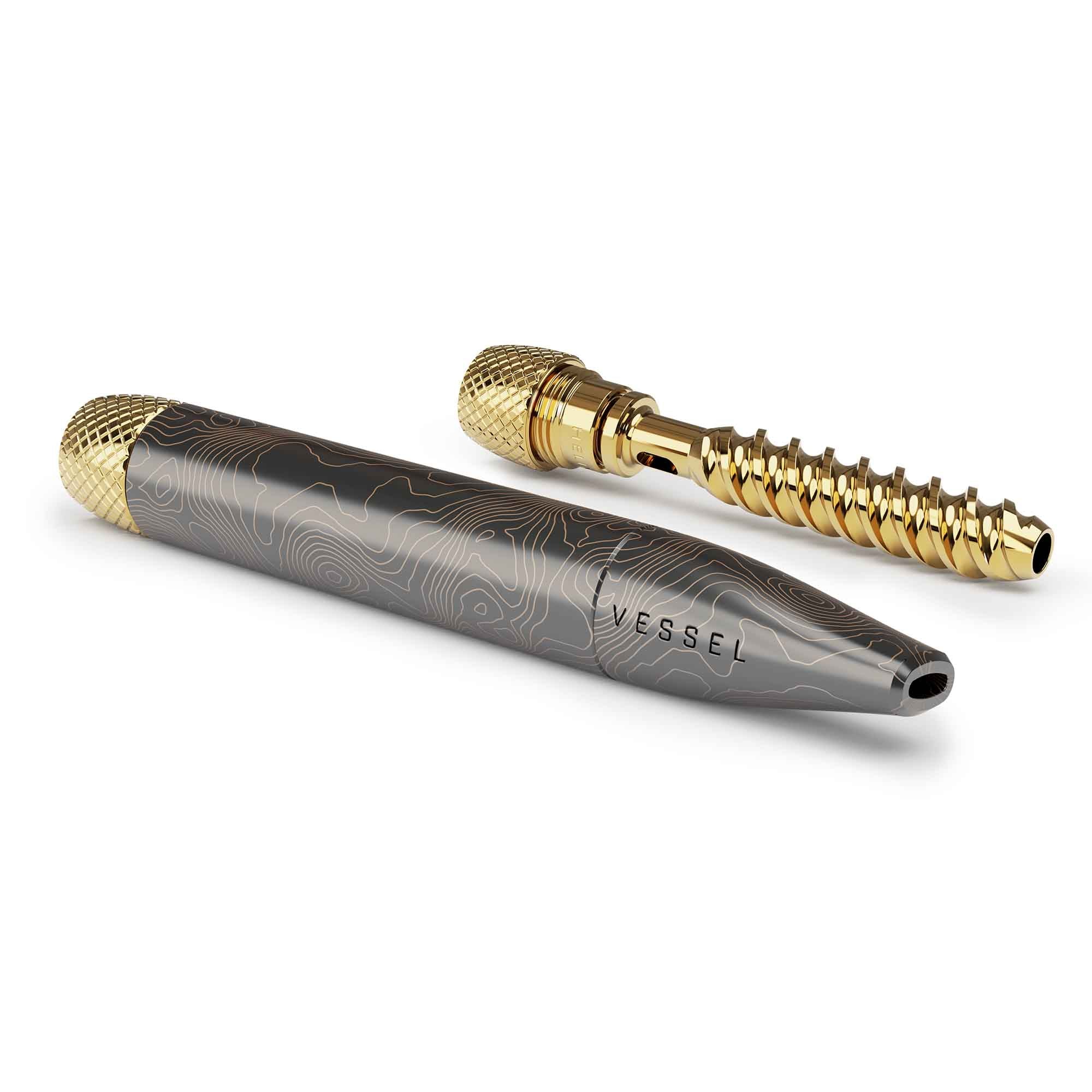Vessel pen assembled with gold accents