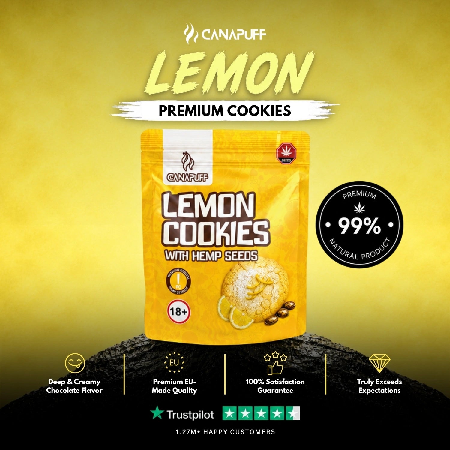 Lemon Cookies com sementes de cânhamo