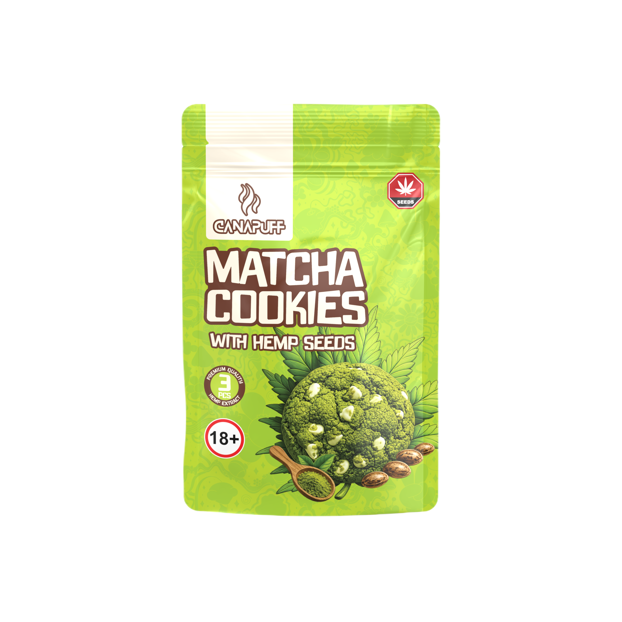Matcha Cookies with hemp seeds