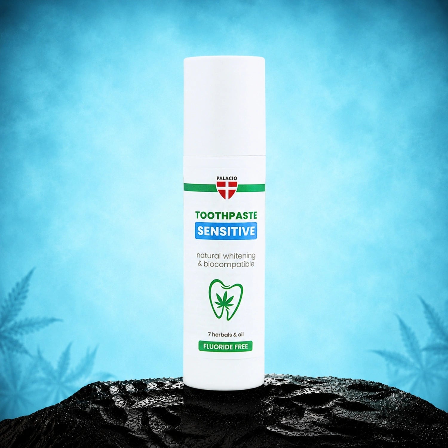 Pasta de dentes sensível biocompatível com óleo de cânhamo e hidroxiapatite, 75g - Palacio