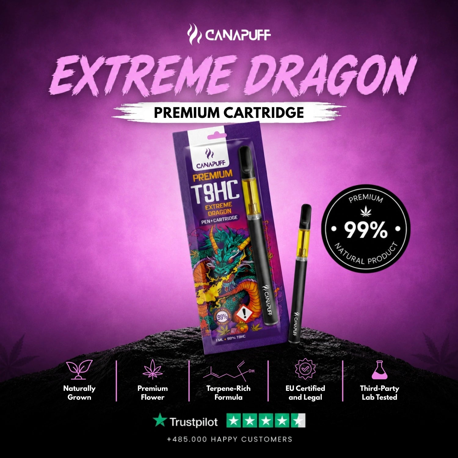 T8HC Pen + Cartucho Extreme Dragon 99%