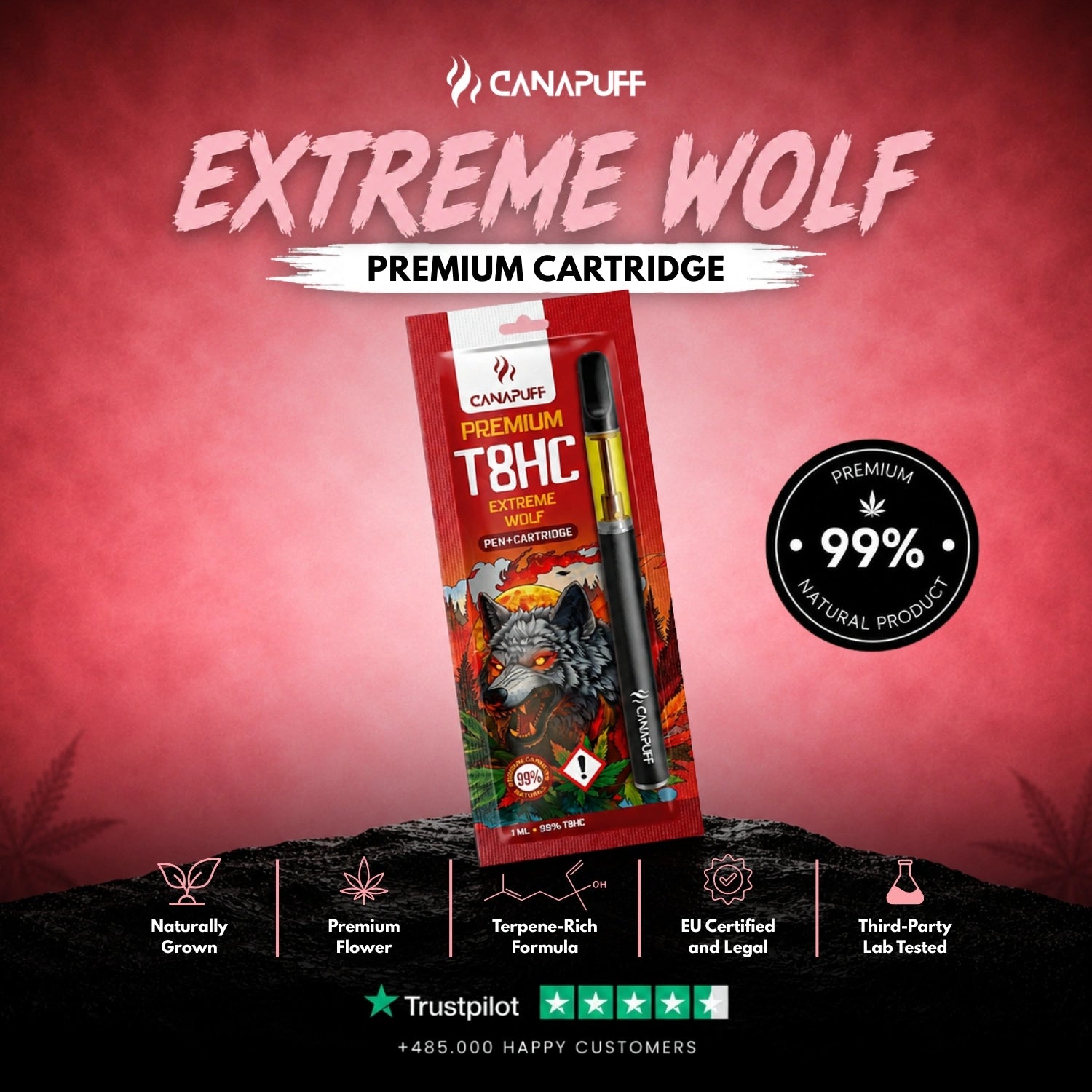 T8HC Pen + Cartucho Extreme Wolf 99%