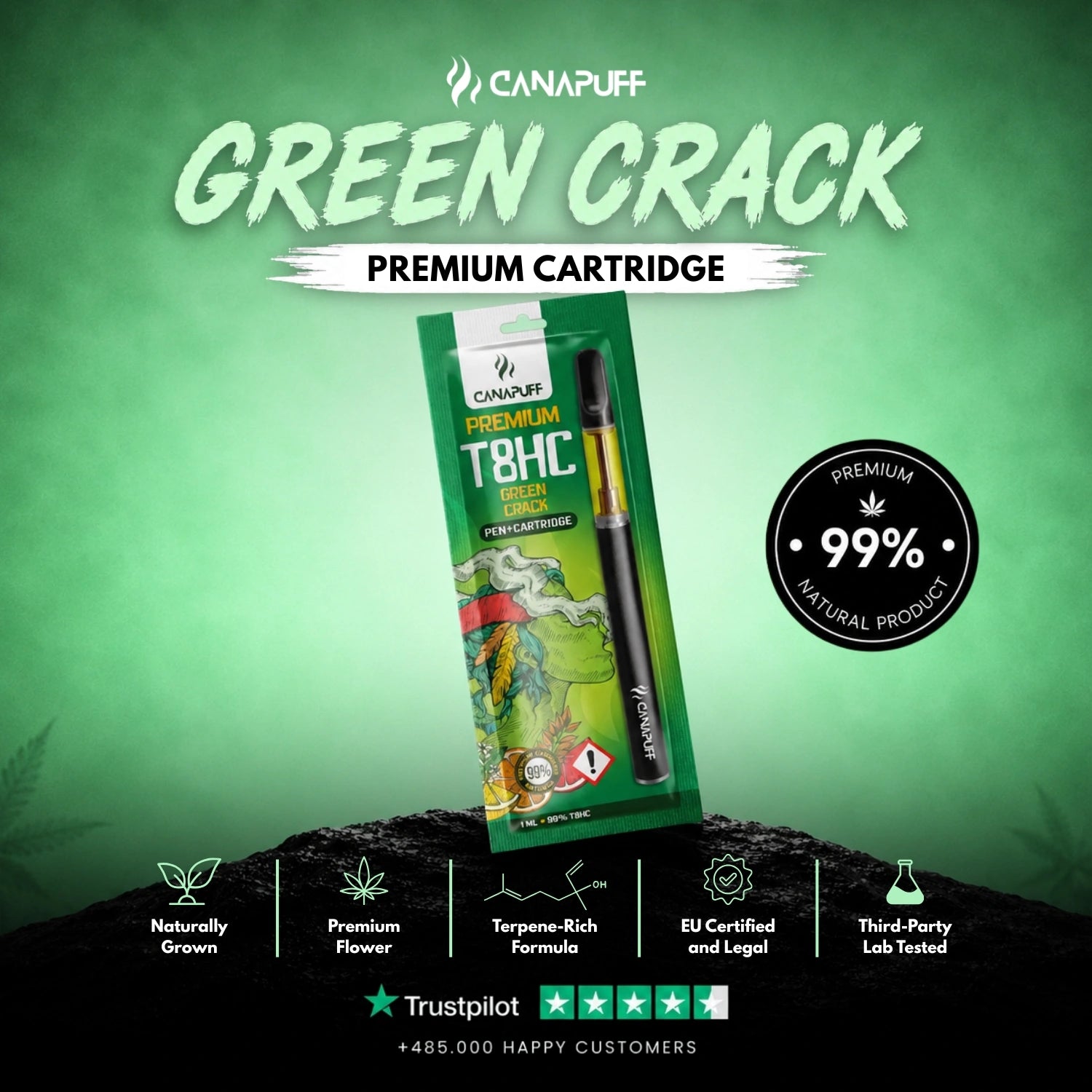 T8HC Pen + Cartucho Green Crack 99%