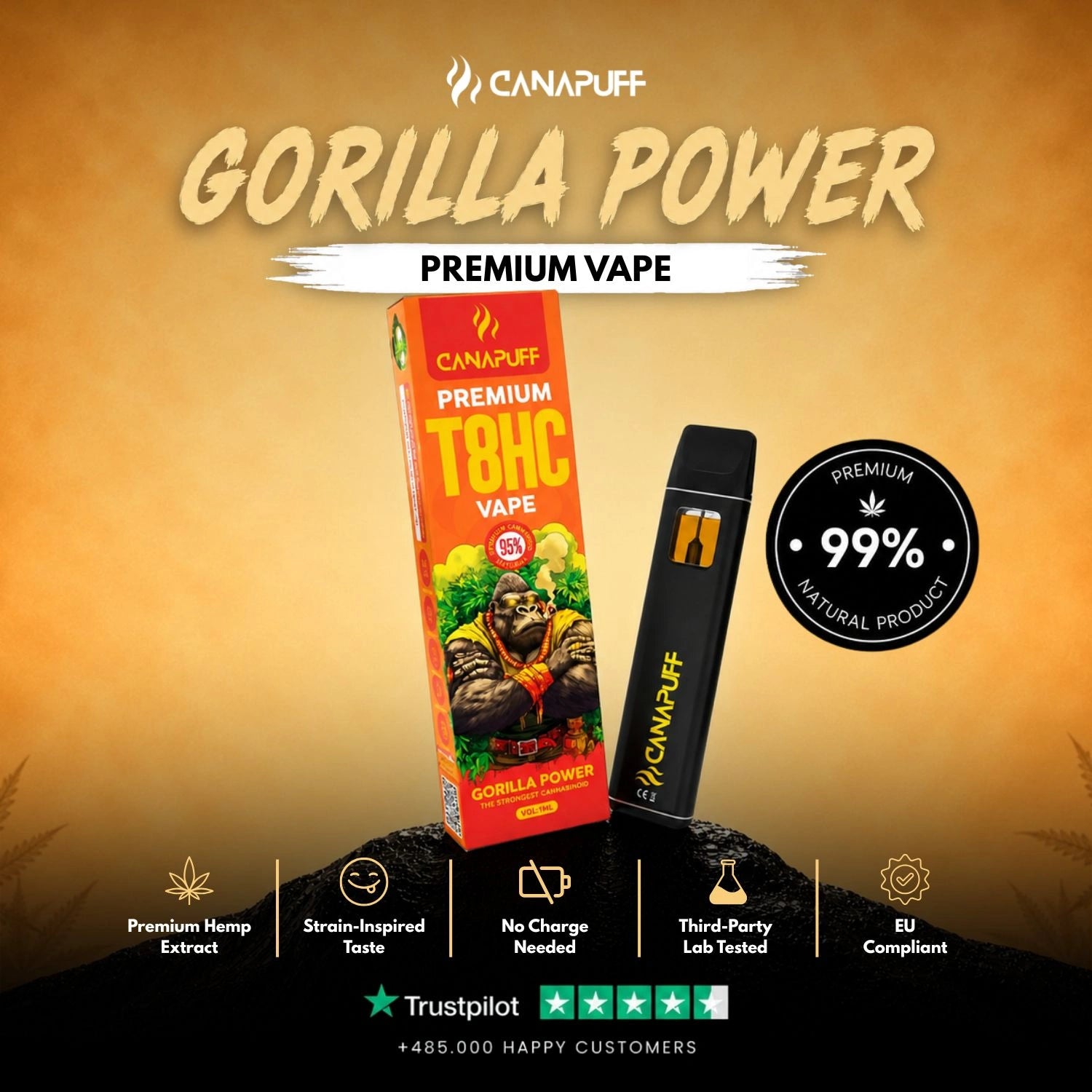T8HC Vape Gorilla Power 95% 1ml
