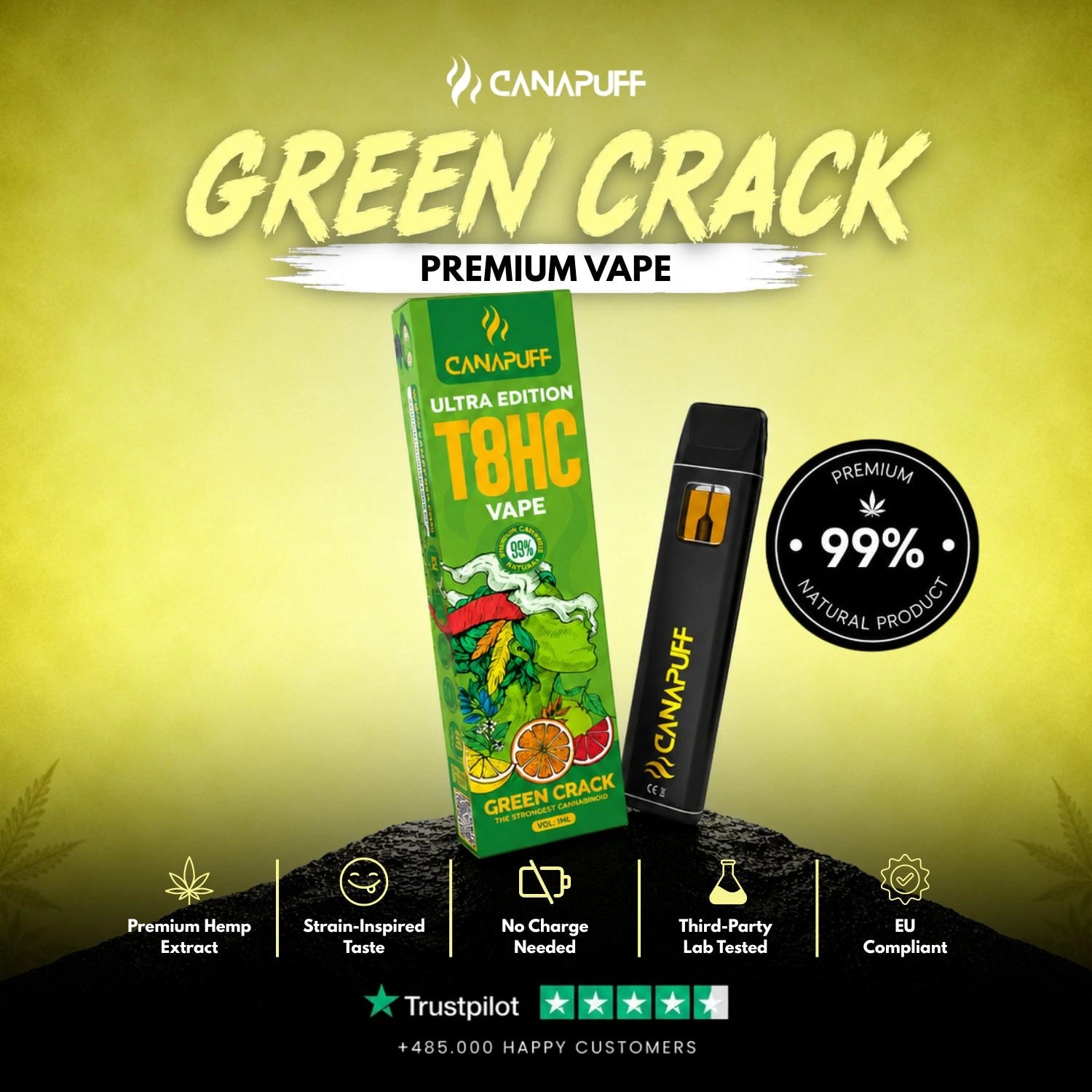 Vape T8HC Green Crack Ultra Edition 99% 1ml