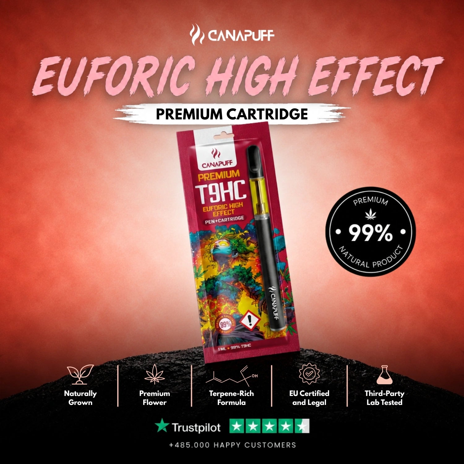 T9HC Pen + Cartucho Euforic 99%