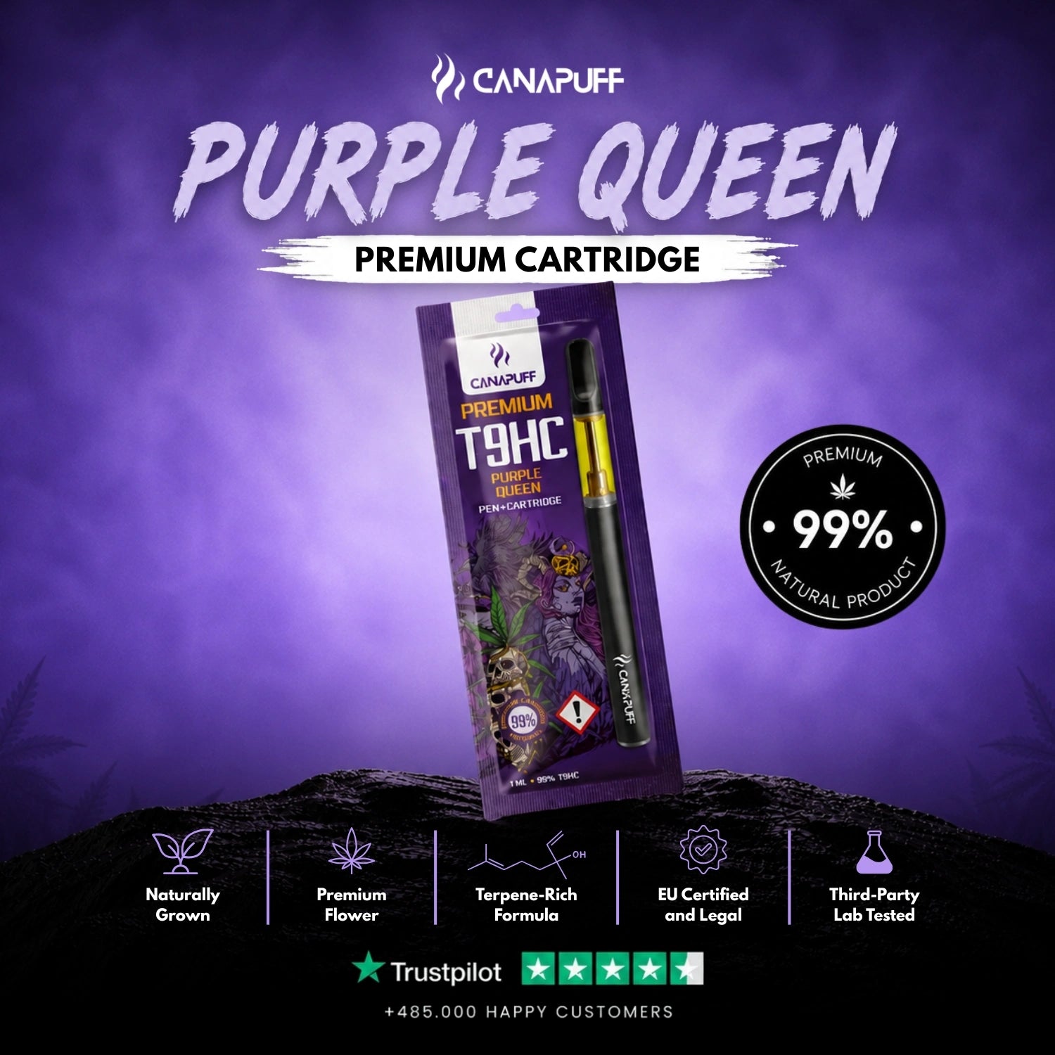 T9HC Pen + Cartucho Purple Queen 99%