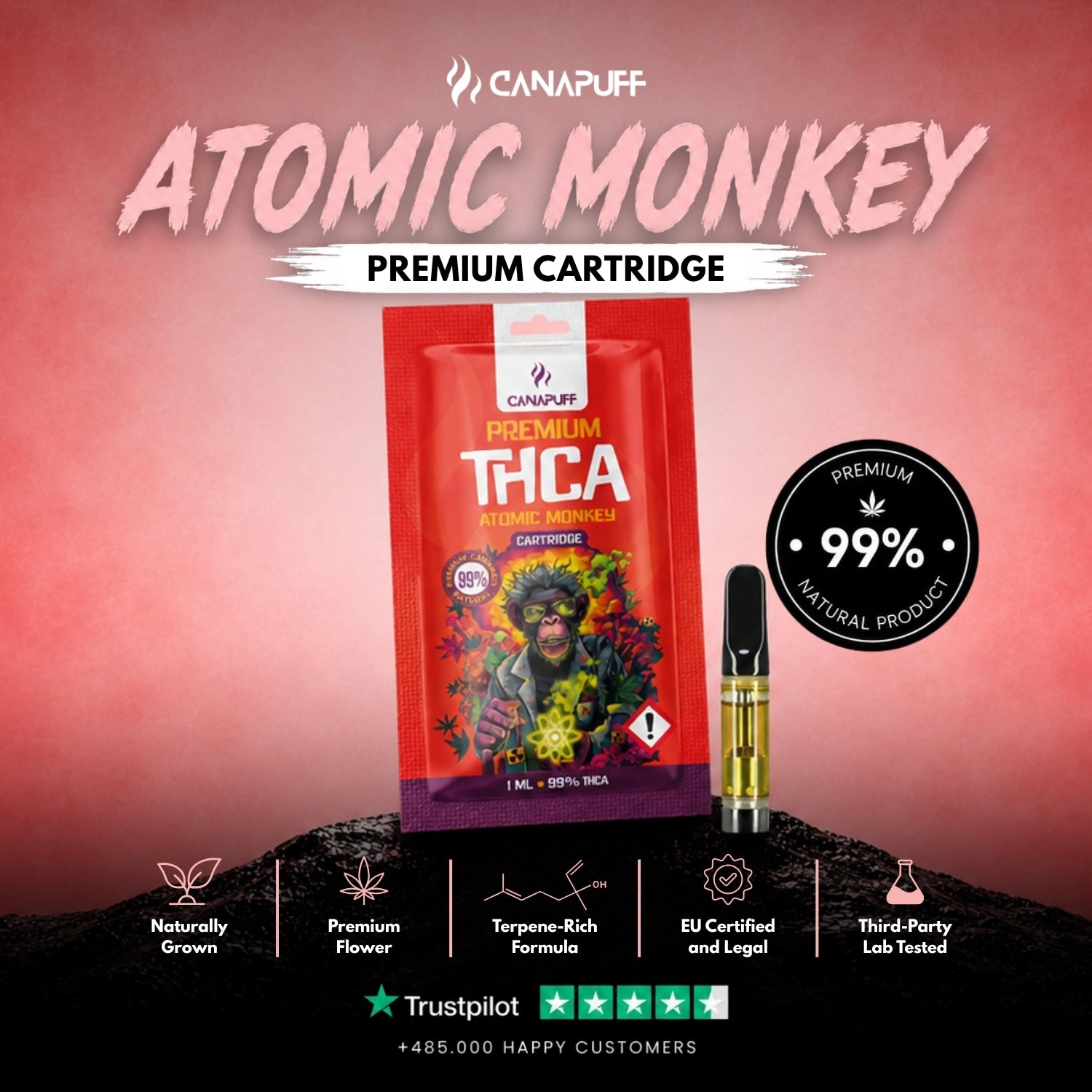 Cartucho THCA Atomic Monkey 99%
