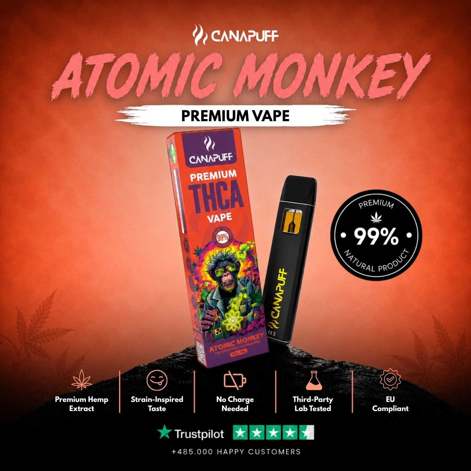 THCA Vape Atomic Monkey 99% 1ml