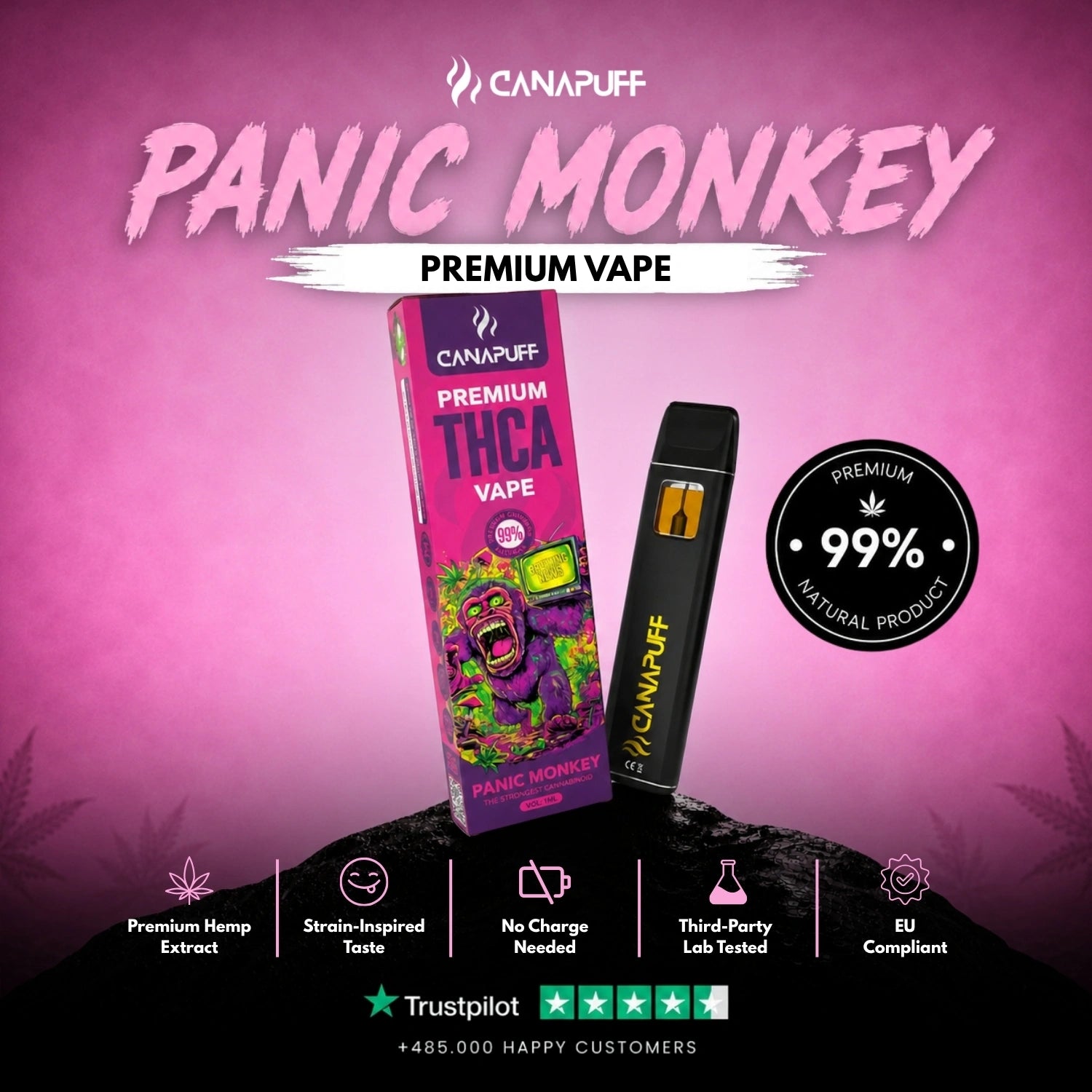 THCA Vape Panic Monkey 99% 1ml
