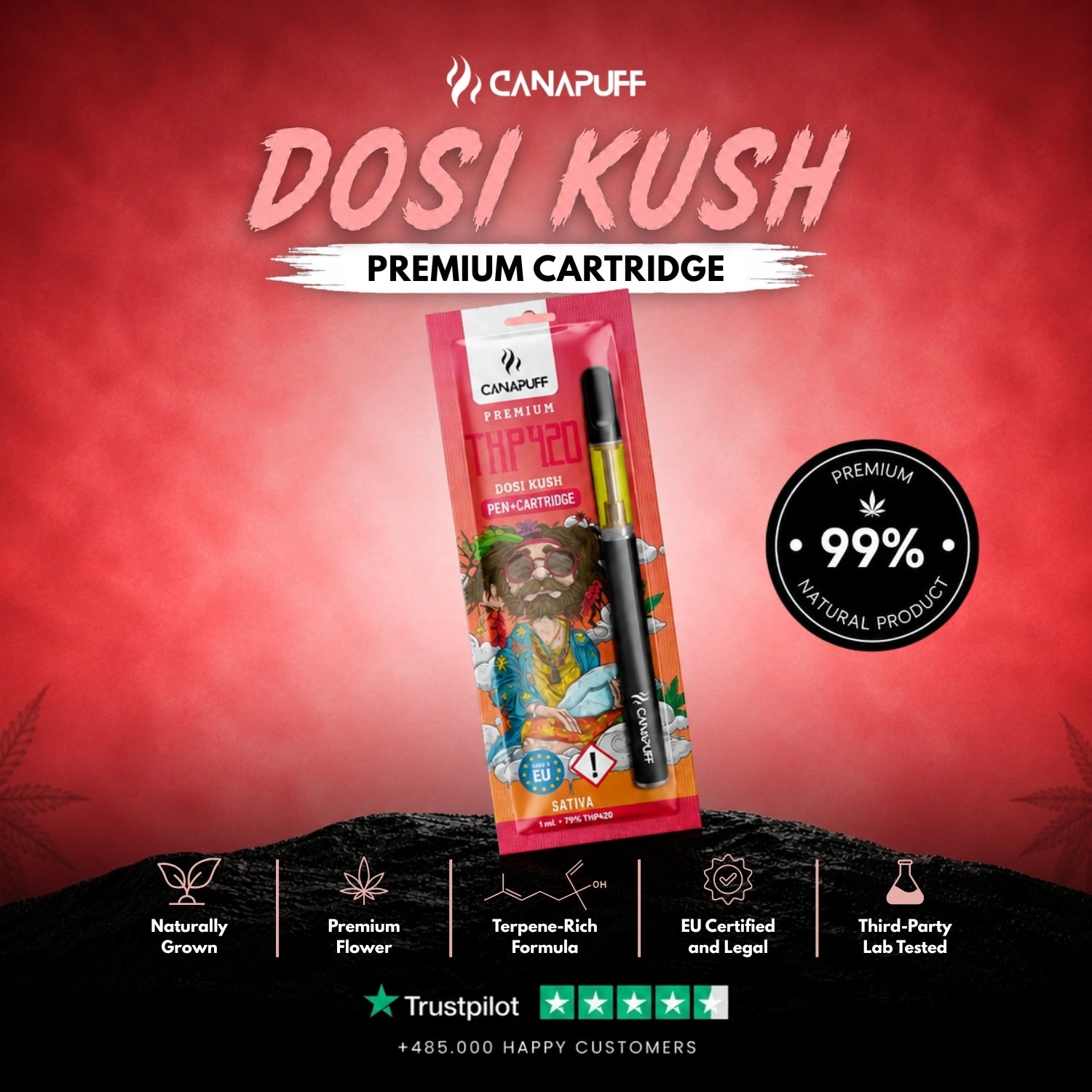 THP420 Pen+Cartucho Dosi Kush 79%
