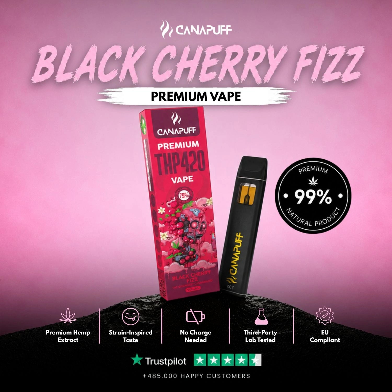 THP420 Vape Fizz de Cereja Negra 79% 1 ml