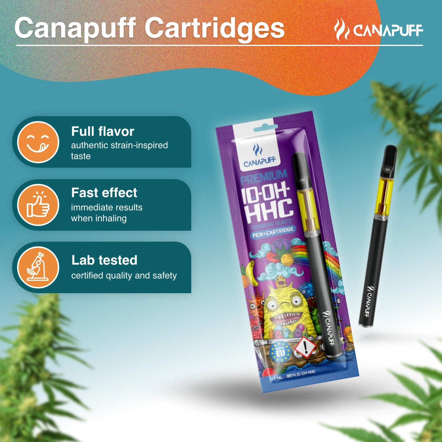 Canapuff - Rainbow Runtz - 10-OH-HHC 95% - Caneta+Cartucho