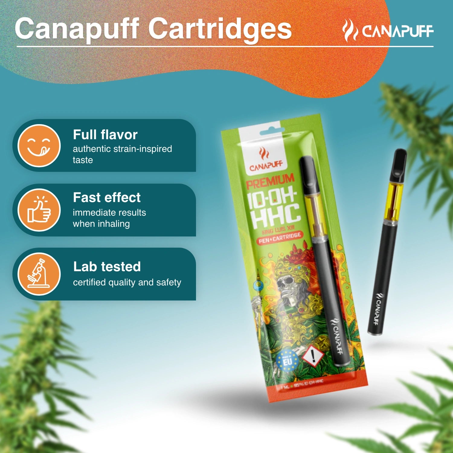Canapuff - Rei Luis XIII - 10-OH-HHC 95% - Caneta+Cartucho