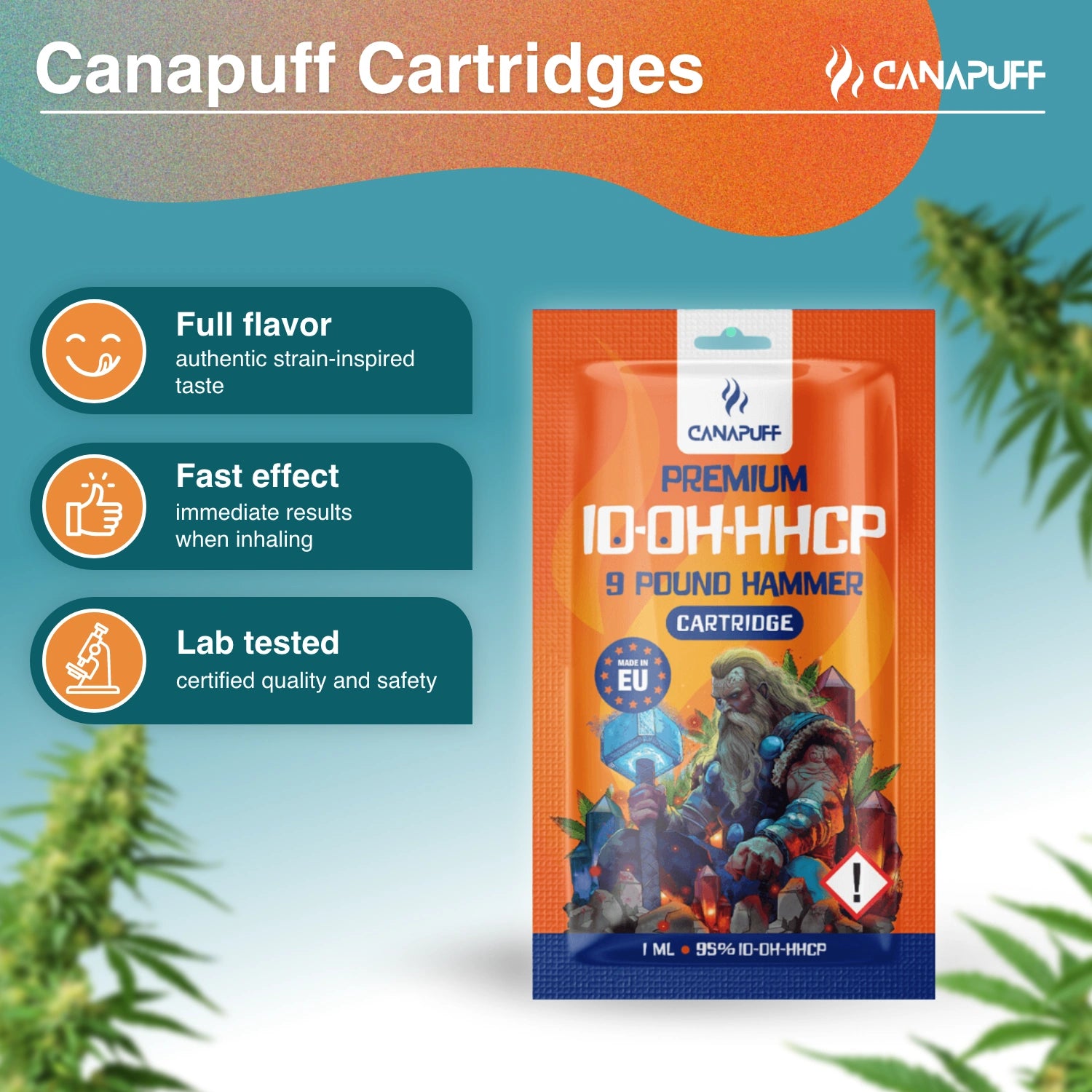 Canapuff - Martelo de 9 libras - 10-OH-HHCP 95% - cartucho