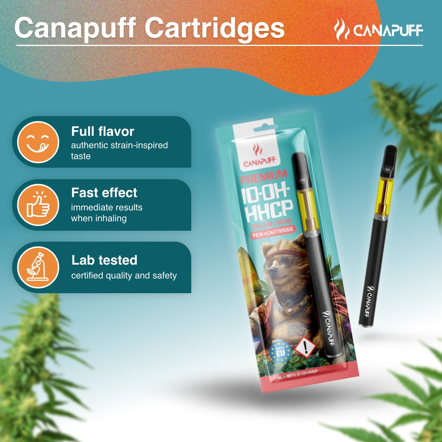 Canapuff - Big Bad Bear - 10-OH-HHCP 95% - Caneta+Cartucho
