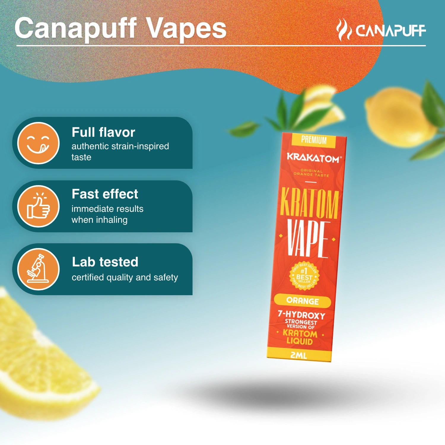 Kratom - 7-Hydroxy Kratom Vape - Laranja