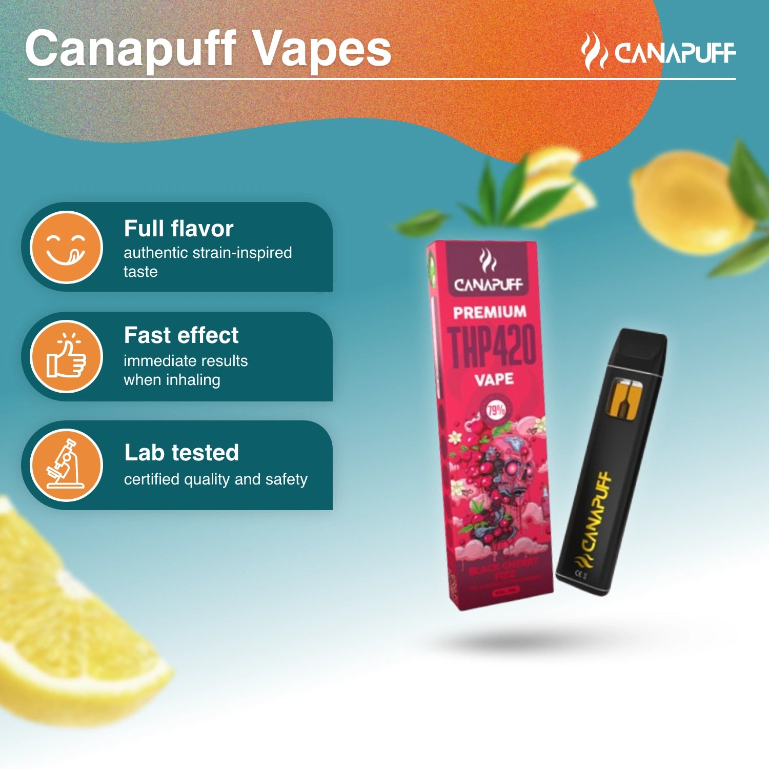 Black Cherry Fizz 79% THP420 - Canapuff - Um uso - 1ml
