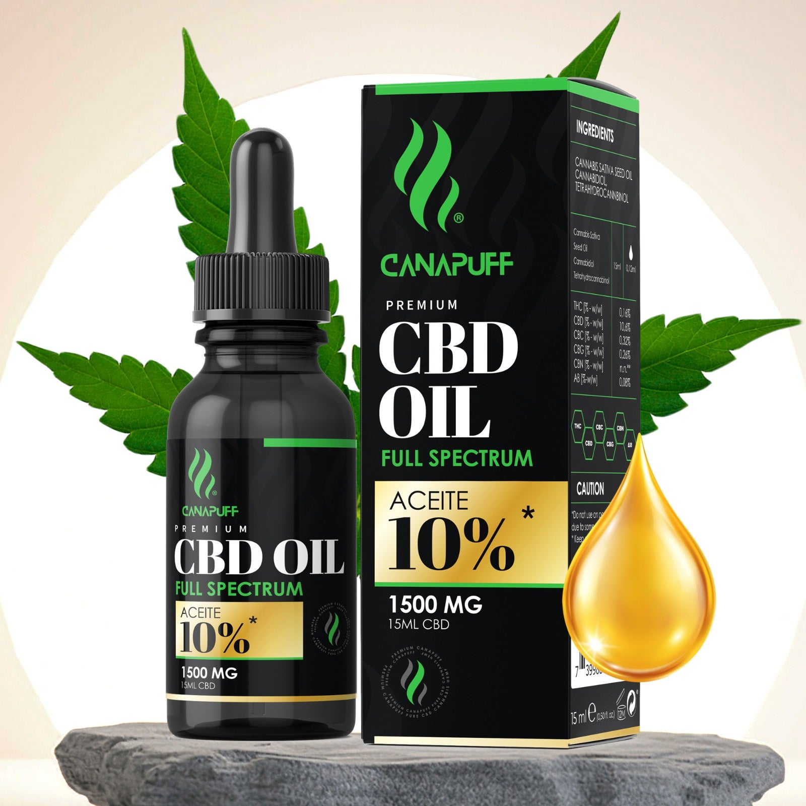 Canapuff - Óleo CBD - Espectro Completo - 10% - 15ml