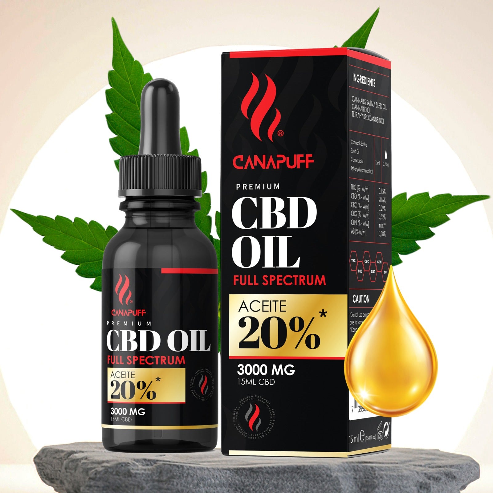 Canapuff - CBD Oil - Full Spectrum - 20% - 15ml