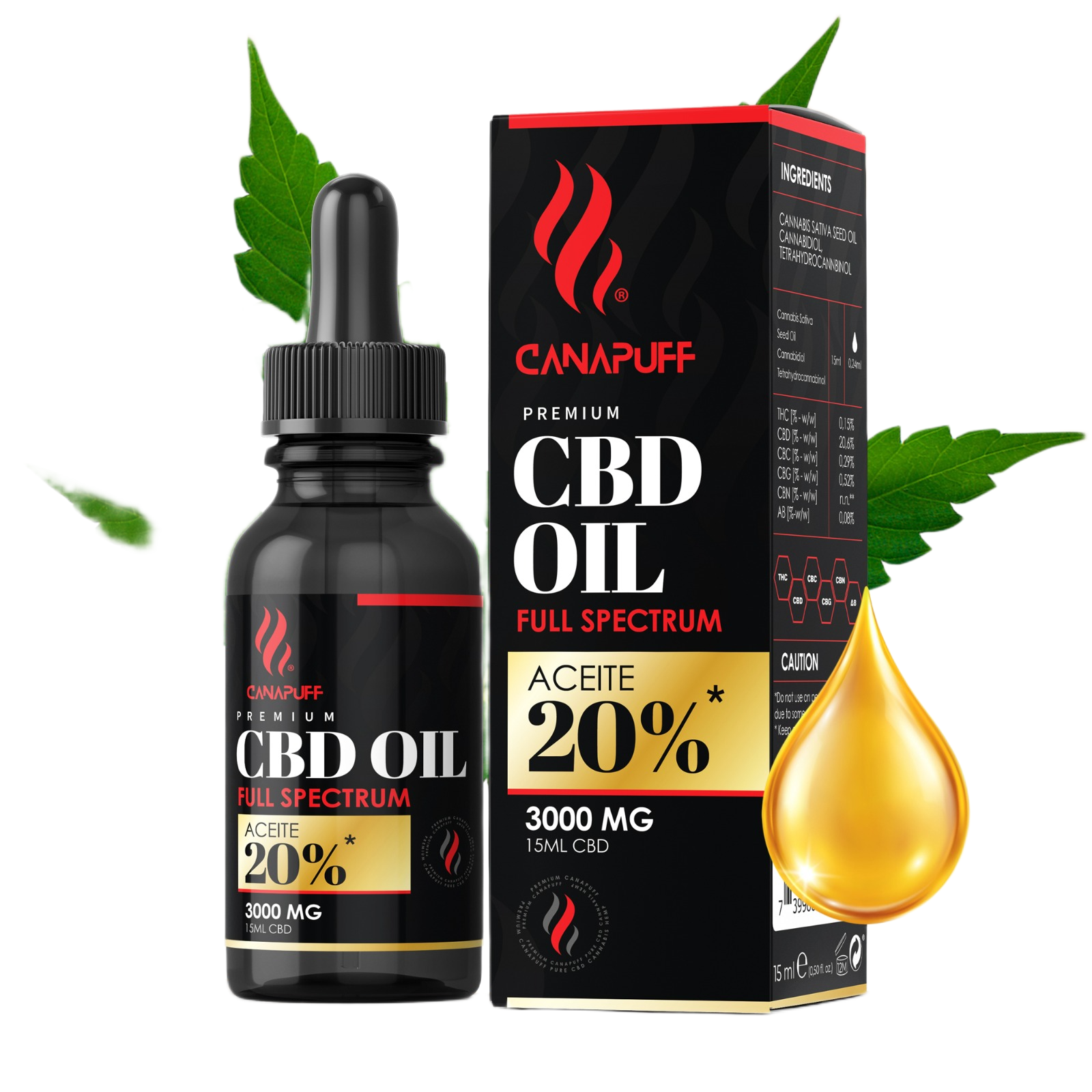 CBD Óleo de espectro completo 20% 15 ml