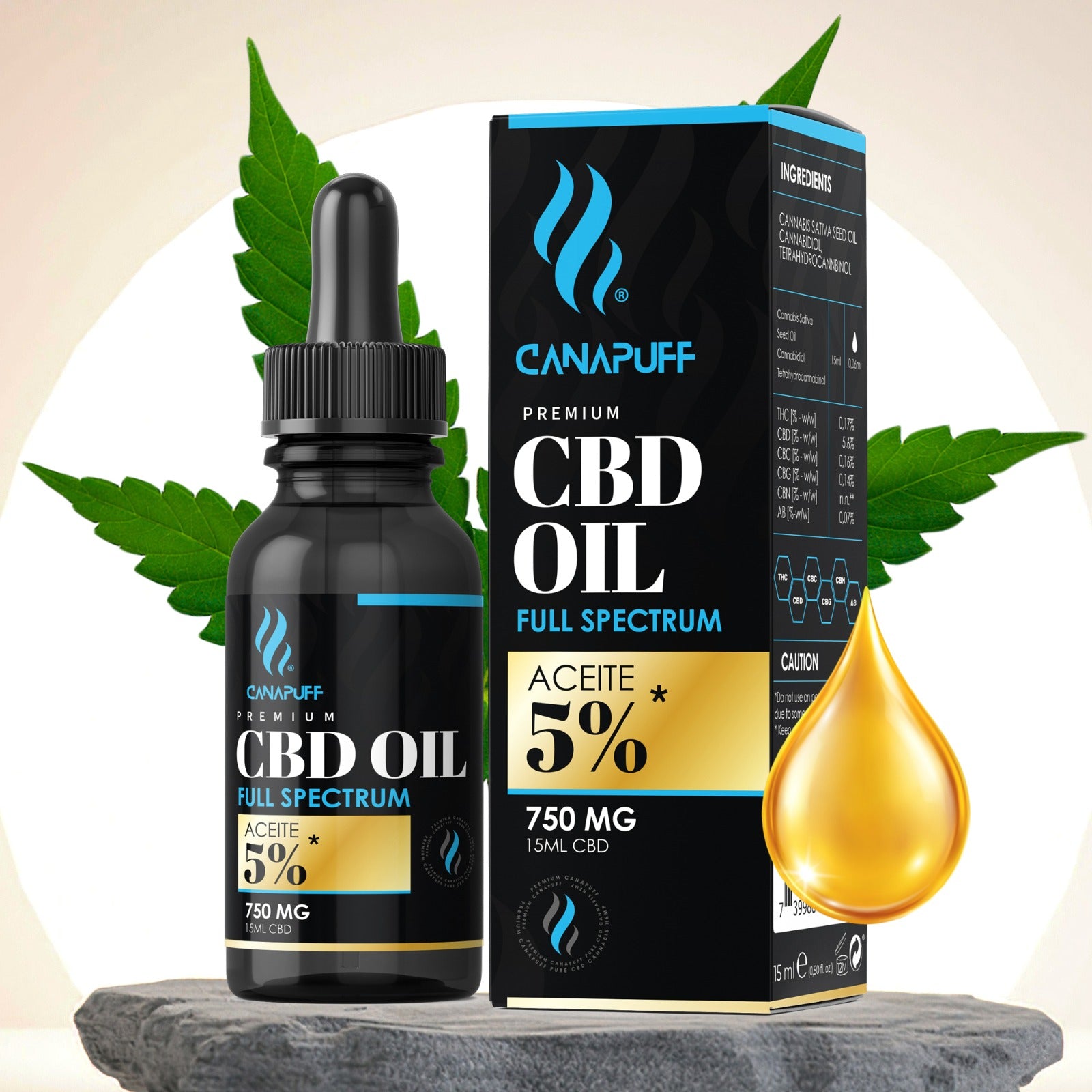 Canapuff - Óleo CBD - Espectro Completo - 5% - 15ml