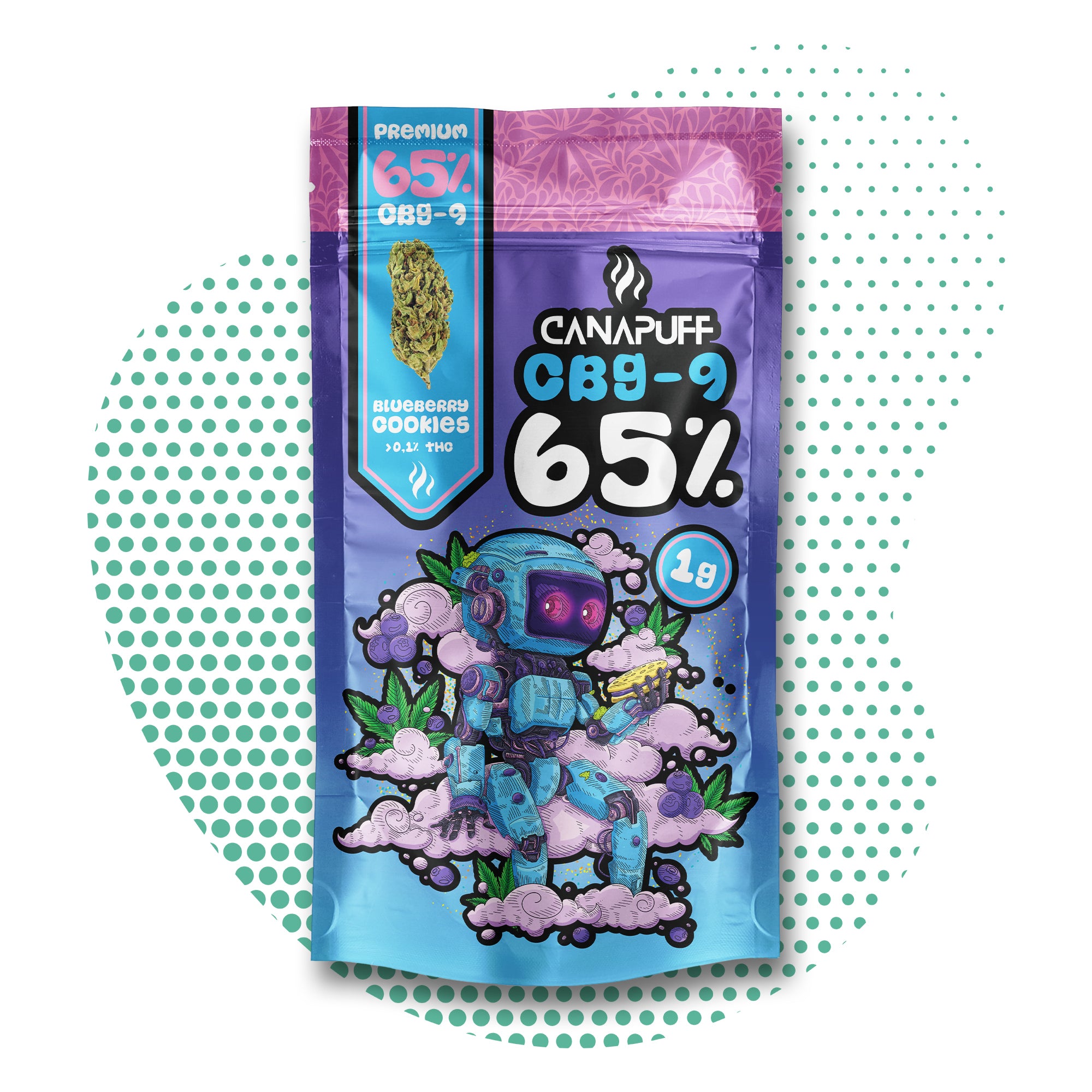 Canapuff - Biscoito de Mirtilo 65% - Flores CBG9
