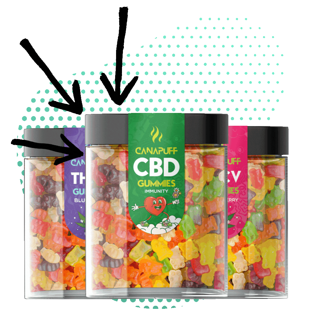 Gif with arrows on THC Gummies