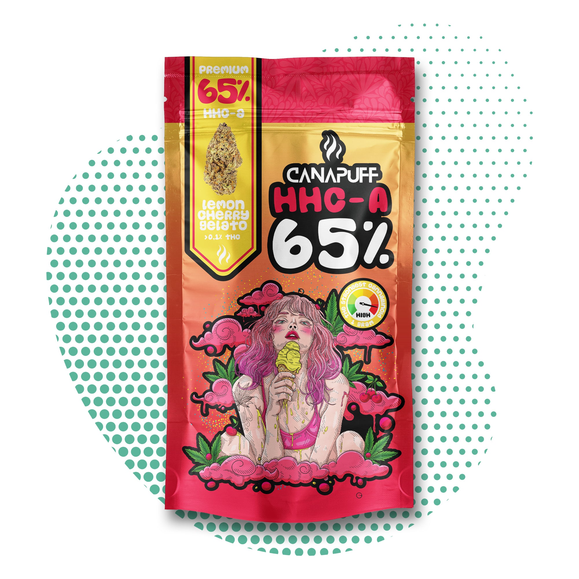 Canapuff - Gelato de Limão e Cereja 65% - Flores HHC-A