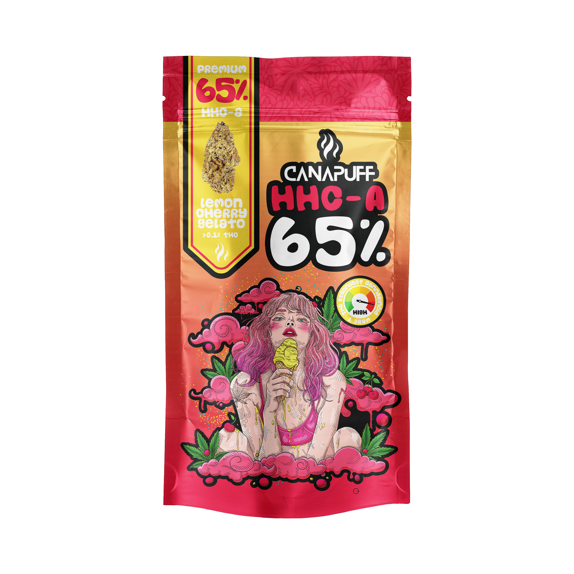 Canapuff - Gelato de Limão e Cereja 65% - Flores HHC-A