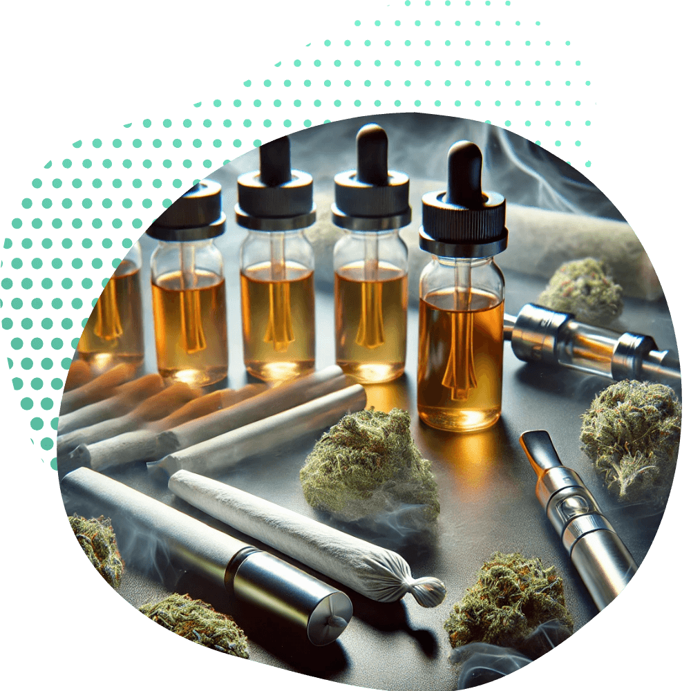 CBD oil, joints and vape devices