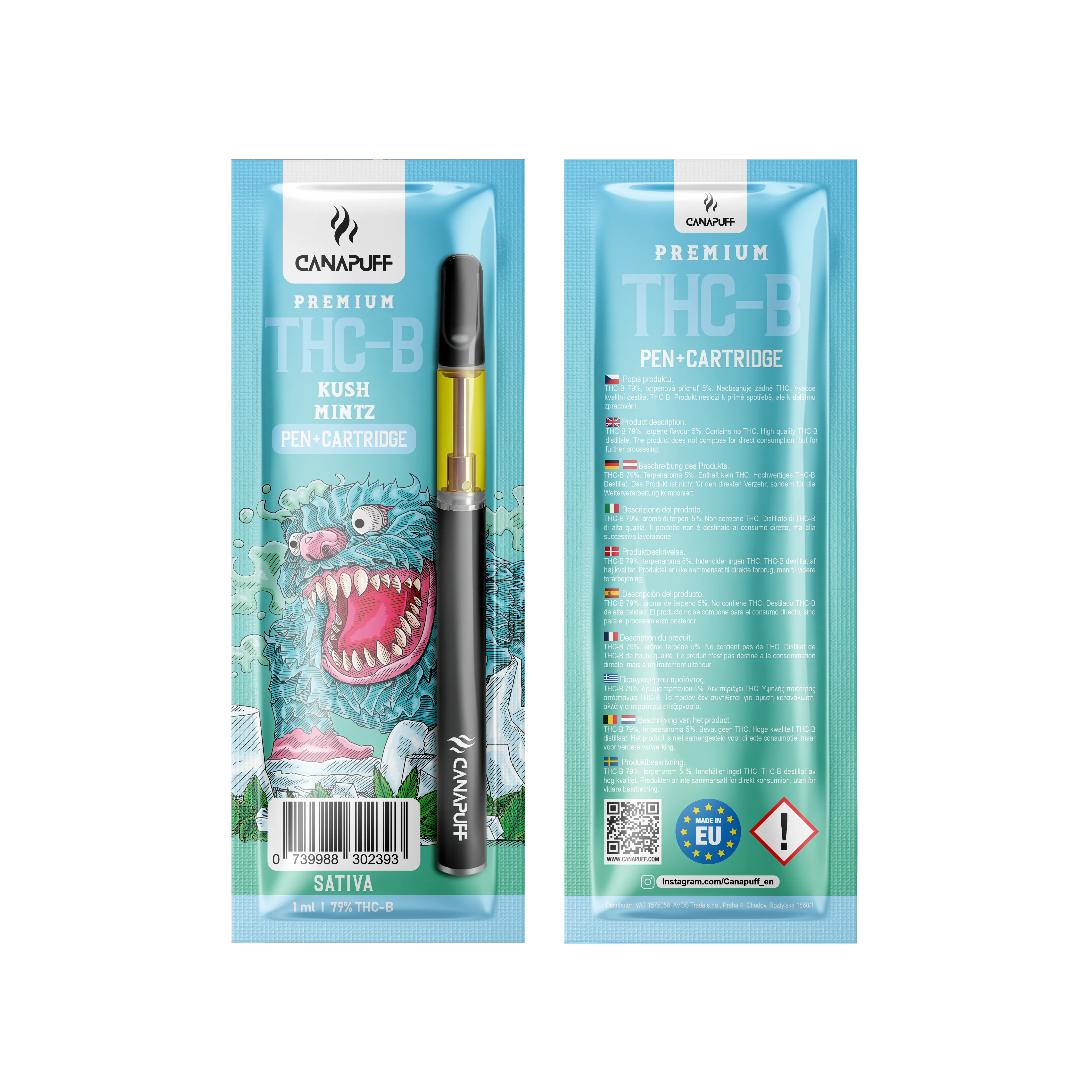 cartucho de caneta canapuff kush mintz thc b 79
