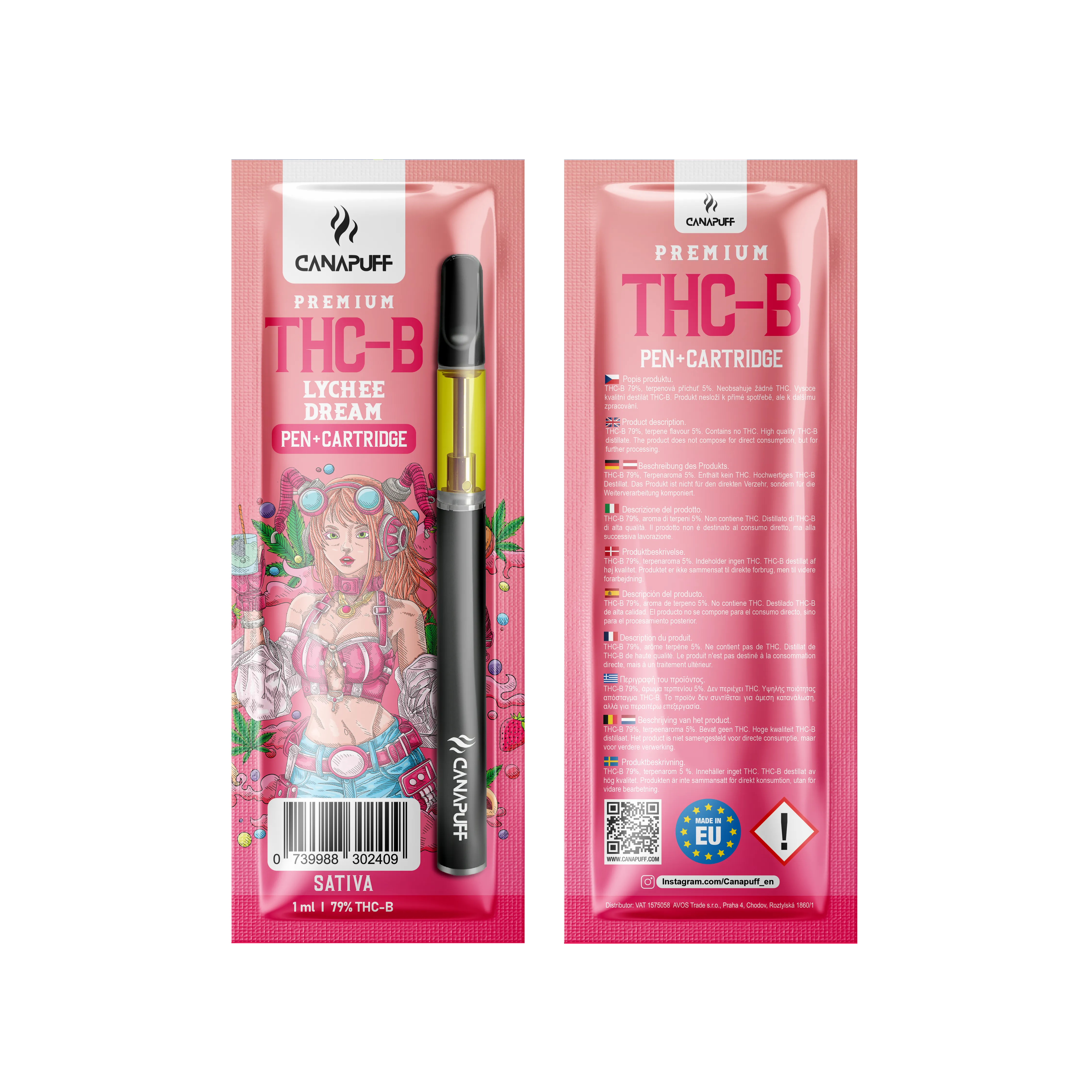 cartucho de caneta canapuff lychee dream thc b 79
