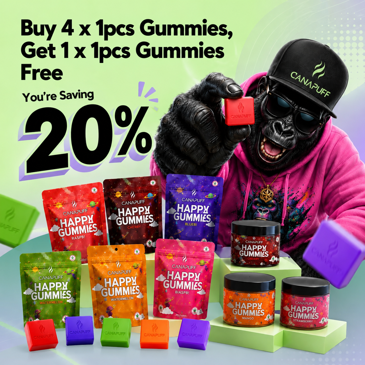 Pack de Gummies: Leve 4 e Receba 1 Grátis